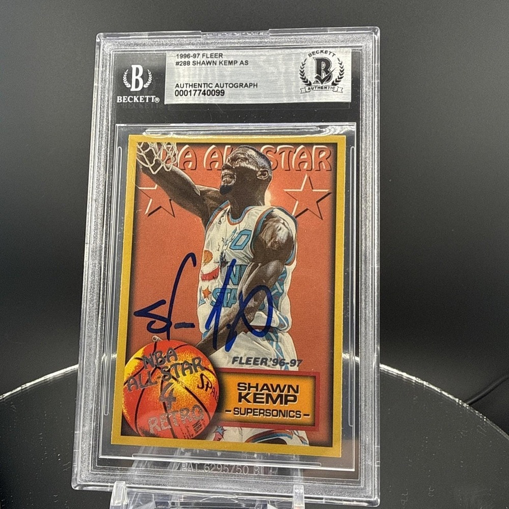 1996-97 Fleer Shawn Kemp #288 NBA All-Star Authentic Auto Beckett BAS Sonics